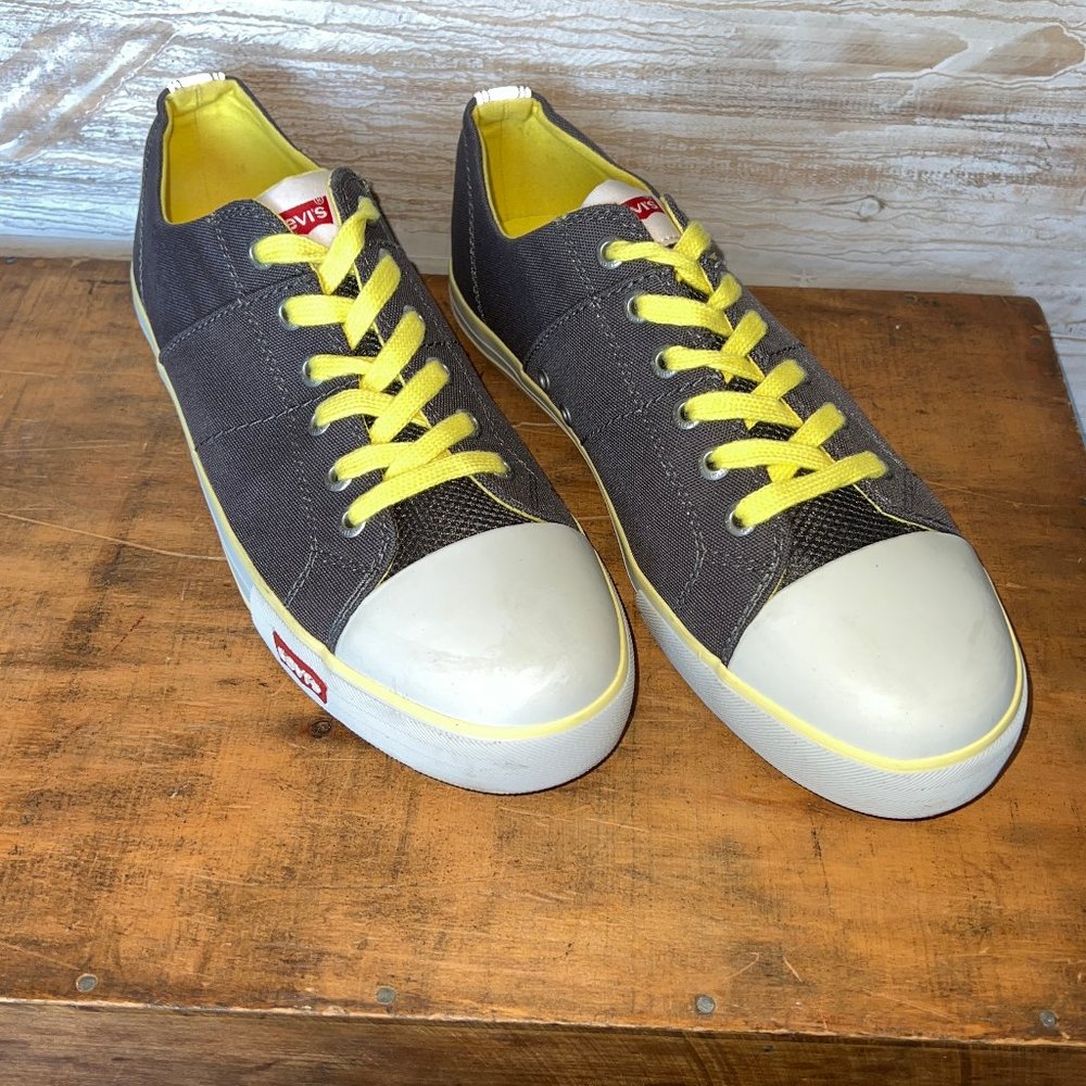 Levi's Sneakers, Gray Canvas with Yellow Trim, Mens, Size 11, EC!